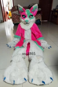 Long Fur Husky Dog Fox Mascot Costume Fursuit Halloween Suit Cosplay NEW #589 - Picture 1 of 3