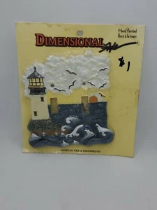 LIGHTHOUSE Handpainted WALLPLATE NAUTICAL THEME AMERICAN TACK & HARDWARE - Picture 1 of 3