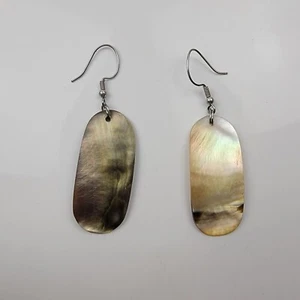 Boucles d'oreilles pendantes coquille d'ormeau 2 pouces - Photo 1/9
