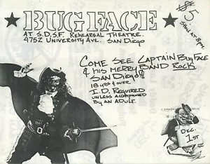 Bug Face and Daddy Longlegs vintage concert flyer Dec. 1 SDSF Rehearsal Theatre - Picture 1 of 2