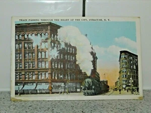 POSTAL DE TREN QUE PASA POR SIRACUSA, N.Y. EE. UU. COLOR C1910 - Imagen 1 de 3
