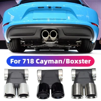 Silenciador Boxster 718 tubo de escape fibra de carbono aço inoxidável para Porsche Cayman - Imagem 1 de 4