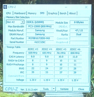 M378B1G73EB0-YK0 - Samsung 8GB DDR3-1600 UDIMM PC3L-12800U Dual Rank x8 Memory - Image 1 of 4