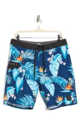 Men's Rip Curl 32 Hi Cove Board Shorts Navy Blue Tropical 19" Mid Length - Image 1 of 2
