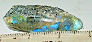Labradorite spectrolite 1 chunk 2.1 oz blue flame + multi color polished 1 side - Picture 1 of 4