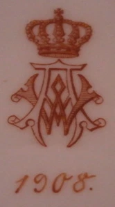 Antique 20tC KPM Berlin Porcelain Plate Royalty Monogram Porzellan Teller Kaiser - Picture 1 of 10