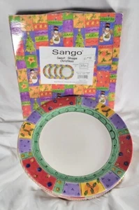 Vtg New Sango "Sweet Shoppe Chritmas" Snowman Dinner Plates Sue Zipkin Set Of 4  - Picture 1 of 8