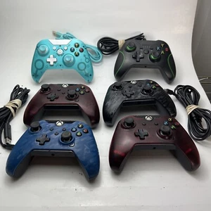 LOT OF 6 Xbox one Wired Controllers 4x PDP (2 wires)  + 2 Unbranded  (Read) - Picture 1 of 13
