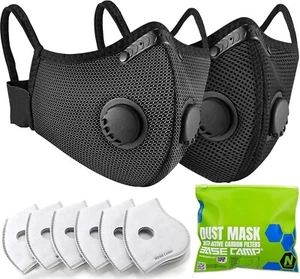 Mascarillas antipolvo BASE CAMP Black M Plus, respirador reutilizable, 24 filtros de carbono sellados - Imagen 1 de 12