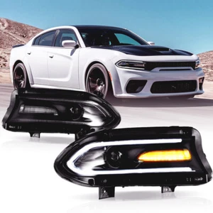 VLAND LED Halo Head Lights For Dodge Charger RT SRT GT SXT 2015-2022 Front Lamps - Picture 1 of 18