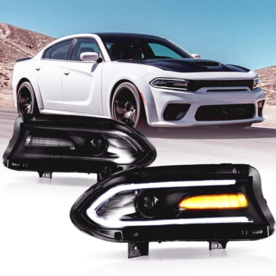 VLAND LED Halo Head Lights For Dodge Charger RT SRT GT SXT 2015-2022 Front Lamps - Image 1 of 4