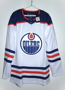Nueva camiseta auténtica Adidas Edmonton Oilers Road Away blanca verde primitivo 50 - Imagen 1 de 5
