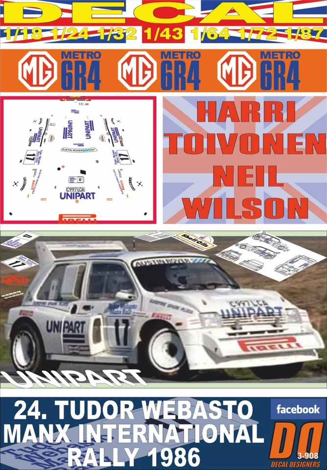 DECAL MG METRO 6R4 HARRI TOIVONEN MANX INTER. R. 1986 DnF (06) - Image 1 of 1