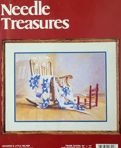 Vtg Needle Treasures GRANDMA'S LITTLE HELPER Crewel Embroidery Kit Quilt Chairs - Picture 1 of 6