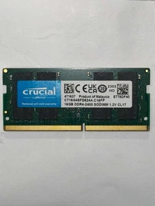 Crucial 16GB DDR4 2400 MHz PC4-19200 2Rx8 SODIMM Laptop Memory RAM CT16G4SFD824A - Picture 1 of 2