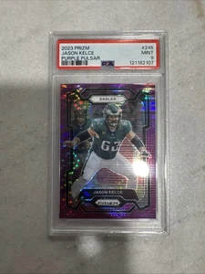 2023 Panini Prizm Jason Kelce Purple Pulsar Prizm PSA 9 #245 Philadelphia Eagles - Foto 1 di 5