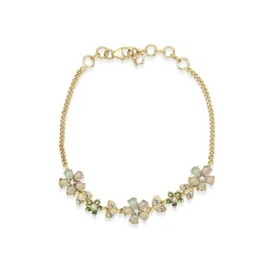 Bracciale opale di fuoco etiope placcato oro argento 925 peridoto pietre... - Foto 1 di 1