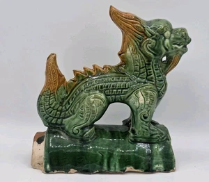 Antike Keramik glasierte chinesische Drache Dachziegel 7,5" - Bild 1 von 8