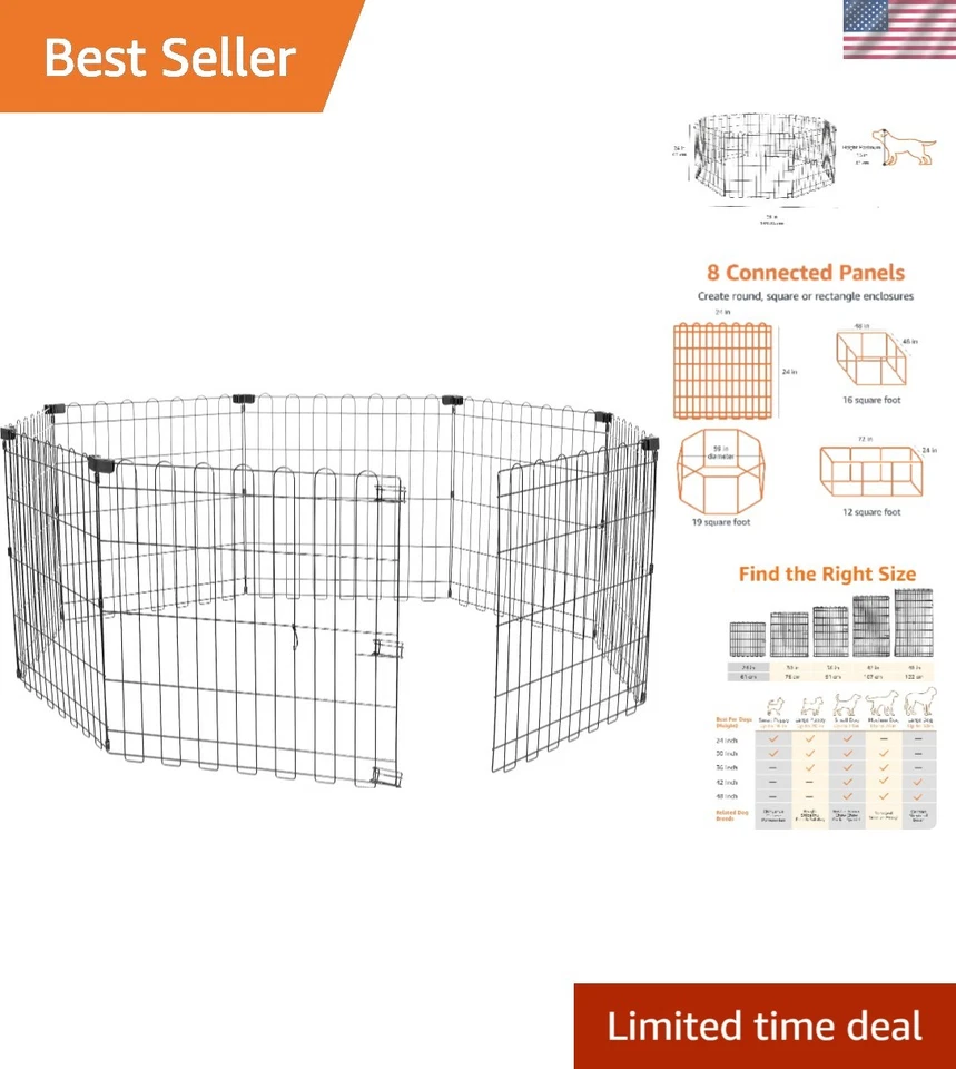 Foldable Metal Pet Exercise and Playpen Size 24 Inch