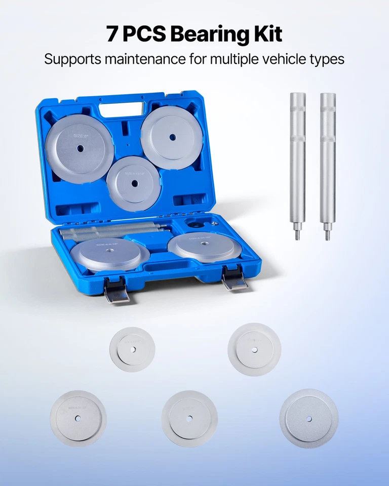 Bearing Press Kit Bushing Bearing Seal Driver Removal Tool Set 7 Pcs Case - Image 1 of 1