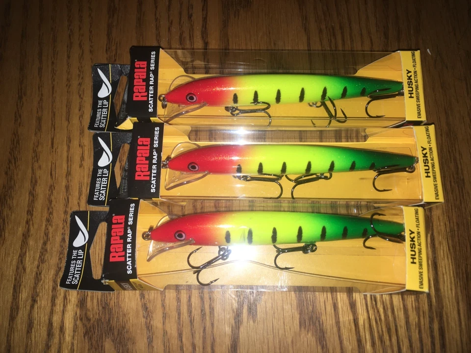 RAPALA SCATTER RAP HUSKY 13's---3 RYGS COLORED FISHING LUREs - Image 1 of 1