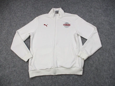 Chivas Sweater 2XL XXL White Red Puma Soccer Futbol Full Zip Pullover Sweatshirt Cover