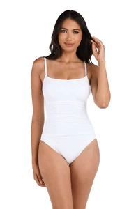 La Blanca Women's 8 Goddess Lingerie One Piece Swimsuit Tummy Control- White - Picture 1 of 7