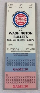 NBA 1991 01/28 Washington Bullets at Detroit Pistons Ticket Stub - Picture 1 of 2