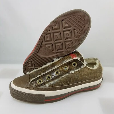 NEW Men's 3.5 Wmns 5.5 Converse Chuck Taylor Shearling Slip Ox Shoes Brown 1W482 - Image 1 of 4