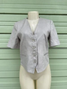 New ZARA BEIGE LINEN JACKET Blazer lapel collar short sleeves size S #6629 $69 - Picture 1 of 7