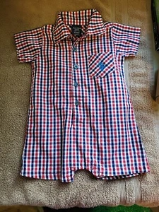 BABY/INFANT BOY US Polo Assn. RED WHITE BLUE COTTON ROMPER Size 6/9 months NWOT - Picture 1 of 6