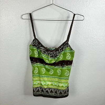 Camiseta sin mangas vintage LEI Babydoll Cami talla M verde marrón madera hada tribal Y2K grunge Foto 1 de 4