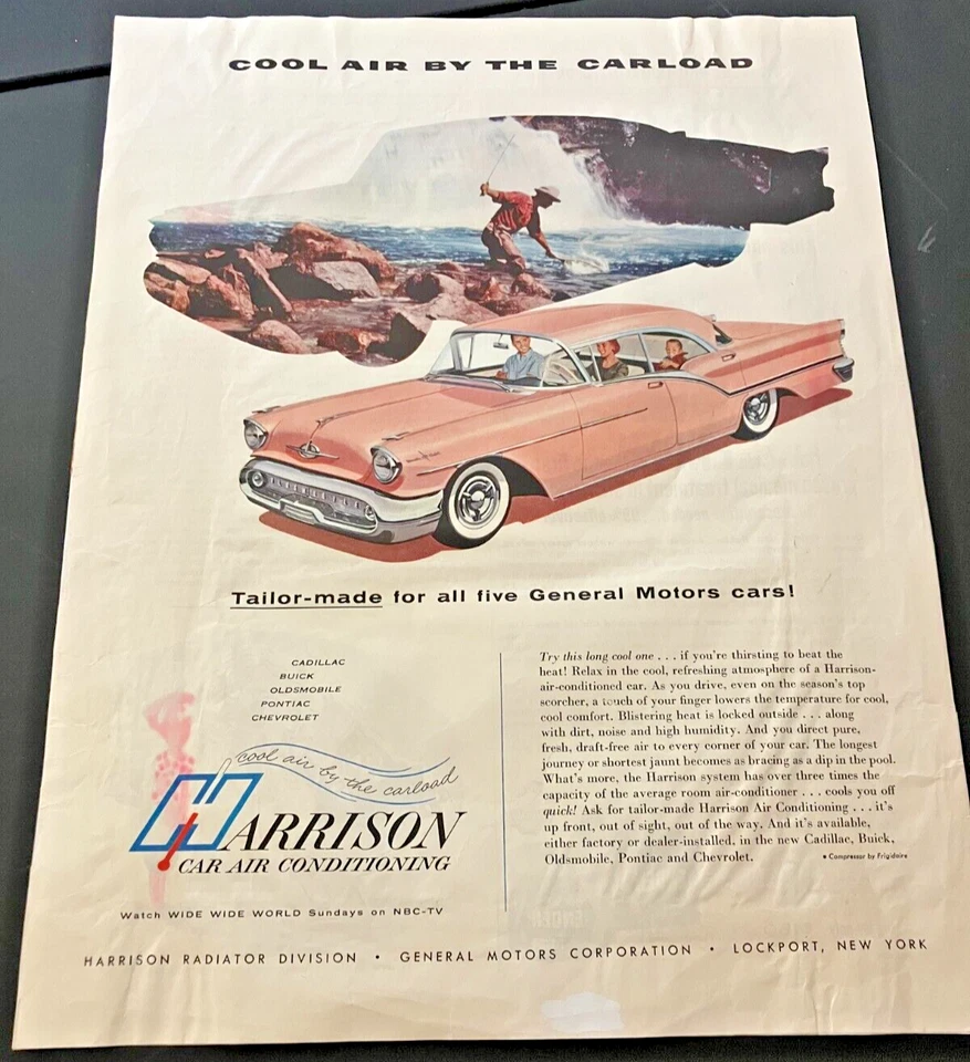 Ar condicionado Oldsmobile/Harrison rosa 1957 - Anúncio impresso vintage/arte de parede - Imagem 1 de 4