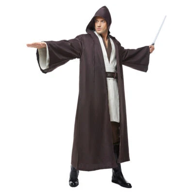 Disfraz de Maestro Jedi Obi-Wan Kenobi Cosplay Para Hombre Halloween Carnaval Traje Blanco Foto 1 de 4