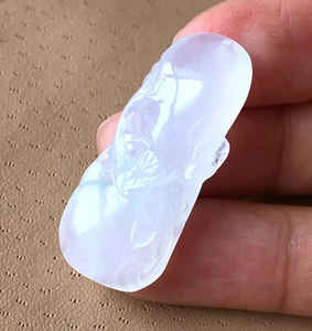 Certifide Grade A Nature Jade Jadeite Icy Lotus Fish Pendant Translucent Undyed - Picture 1 of 11