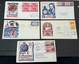 LOT x5 FDC 1940s STAEHLE CACHETCRAFT CACHETS ! KOREA +FIREMEN +PULITZER +NM +!! - Picture 1 of 2