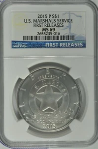 2015 P MARSHAL SILVER DOLLAR $1 NGC MS69 FIRST RELEASES - Picture 1 of 5