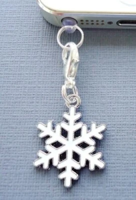 Weihnachten Schneeflocke Handy Anhänger Anti Staubdicht Stecker Ohr Kappe C172 - Bild 1 von 2