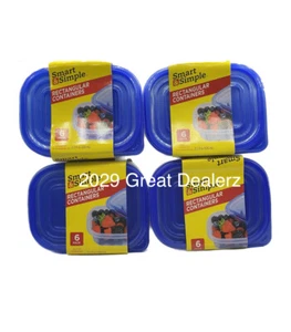 4 Smart & Simple Rectangular Containers (24 Total) 21.3 fl oz 630mL 6x2 - Picture 1 of 3