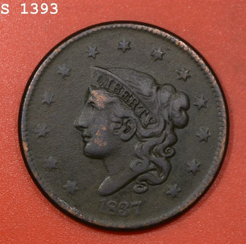 1837 Coronet Head Large Cent "VF Dark" *Free S/H After 1st Item* Cover