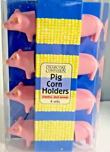Charcoal Companion Pig Corn Holders Stainless Steel Prongs Set of 4 - Picture 1 of 2