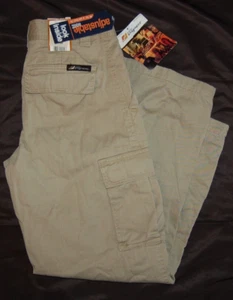 Lee Pipes Pants Khaki Boys Wide Leg Cargo flannel lined Size 12 R NEW Vtg 90’s - Picture 1 of 15