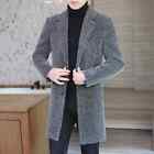 Men Fashion Handsome All Woolen Coat Suit Collar Long Trench Coat Woolen Coat