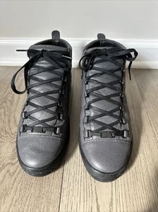 BALENCIAGA MEN'S ARENA GRAY CAVIAR LEATHER HIGH TOP LACE UP SNEAKERS SZ 43 - Picture 1 of 6