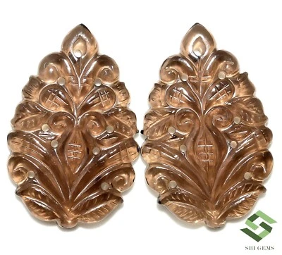 Par de gemas sueltas de cuarzo ahumado natural 34x22 mm hechas a mano 44,15 CTS Foto 1 de 4