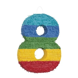 Number 8 Pinata (37cm x 53cm) - Vibrant Multicolor Party Essential - Perfect for - Picture 1 of 1