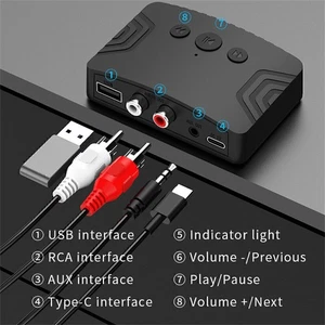 Adaptateur récepteur audio type interface Aux Rca pour Mp3/Singe/Flac/Wav/Wma - Photo 1 sur 6
