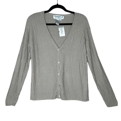 Cárdigan Joseph A. NUEVO CON ETIQUETAS DE COLECCIÓN 100 % seda con cuentas XL manga larga tejido acanalado Foto 1 de 4