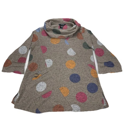 Suéter Pullover Plus Para Mujer Ali Miles XS Marrón Rosa Lunares Cuello Capucha Foto 1 de 4