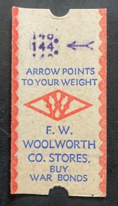 WWII Era WOOLWORTH Store Fortune Telling Scale Weight Ticket - Picture 1 of 2